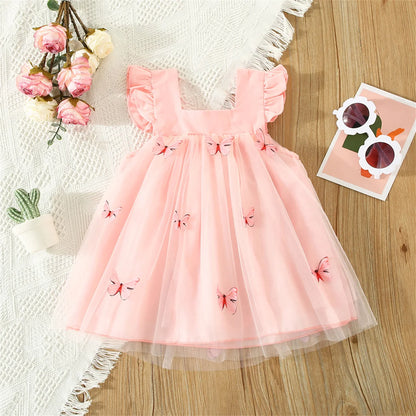 Embroidery Butterfly Flying Sleeves Dress - Ayla