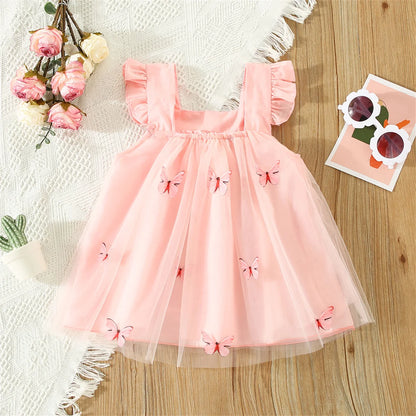 Embroidery Butterfly Flying Sleeves Dress - Ayla
