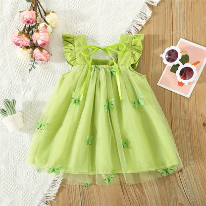 Embroidery Butterfly Flying Sleeves Dress - Ayla