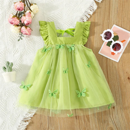 Embroidery Butterfly Flying Sleeves Dress - Ayla