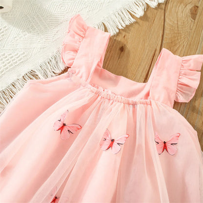 Embroidery Butterfly Flying Sleeves Dress - Ayla