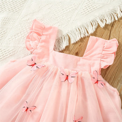 Embroidery Butterfly Flying Sleeves Dress - Ayla