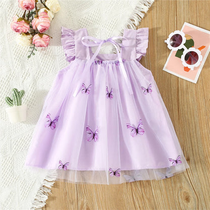 Embroidery Butterfly Flying Sleeves Dress - Ayla