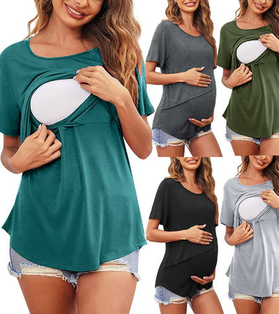 Short Sleeve Breastfeeding Shirt - Lila - BITZ